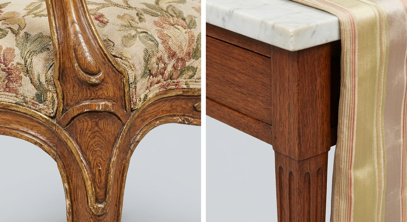 How Rococo curves differ from Neoclassical straight lines in furniture selection