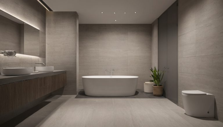 Which tile specifications should decide whether a bathroom floor is suitable shown in a luxury residential interior