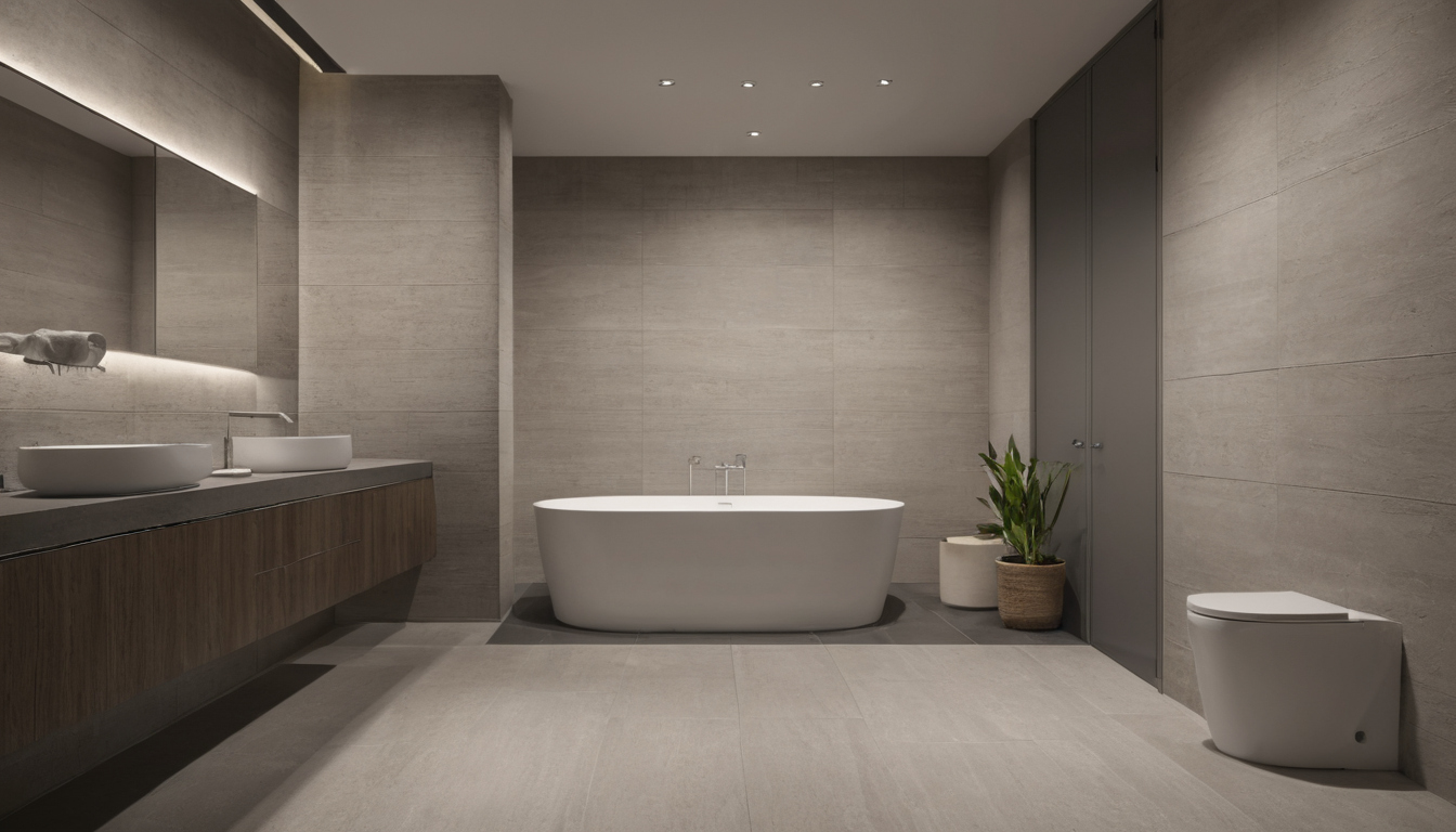Which tile specifications should decide whether a bathroom floor is suitable shown in a luxury residential interior