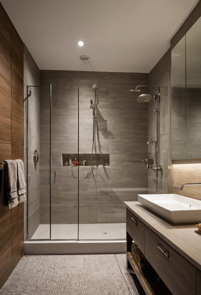 Luxury interior image showing A slip rating does not guarantee that bathroom tile will be safe when wet